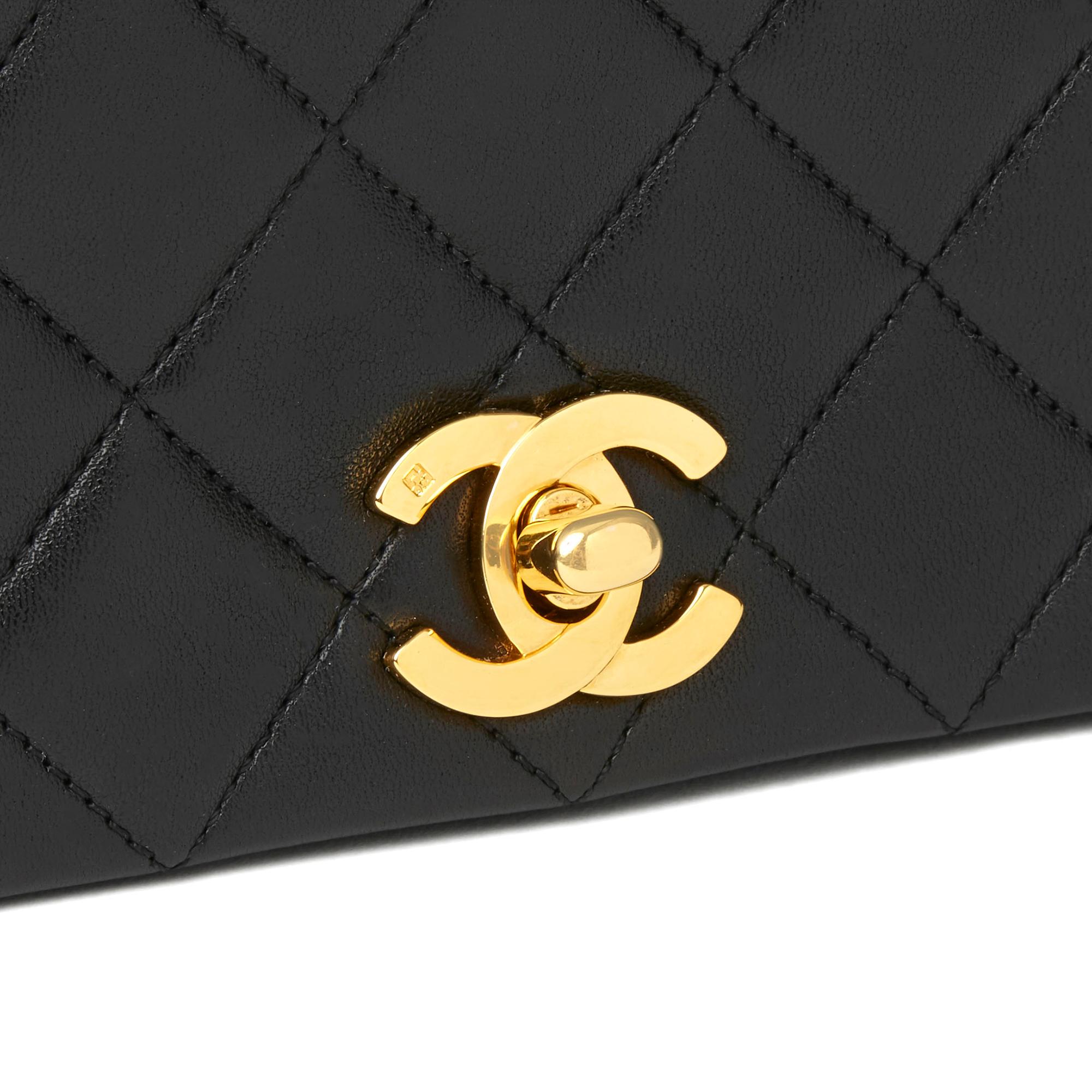 1990 Chanel Black Quilted Lambskin Vintage Small Classic Single Full Flap Bag 2