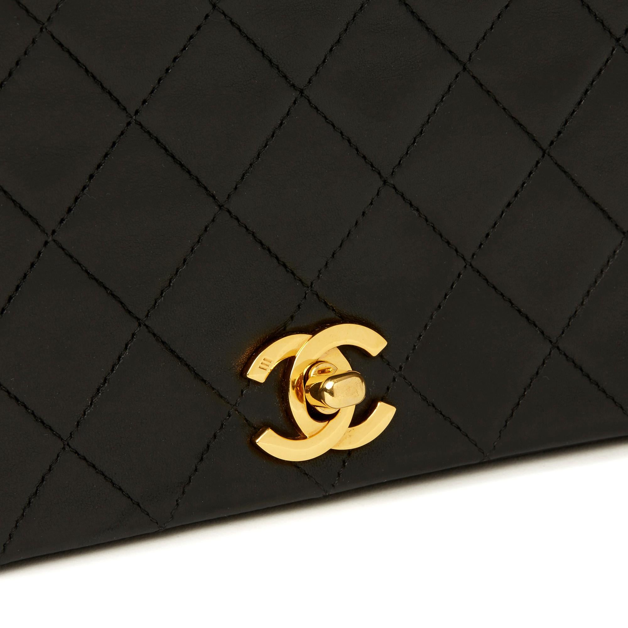 1990 Chanel Black Quilted Lambskin Vintage Small Classic Single Full Flap Bag 2