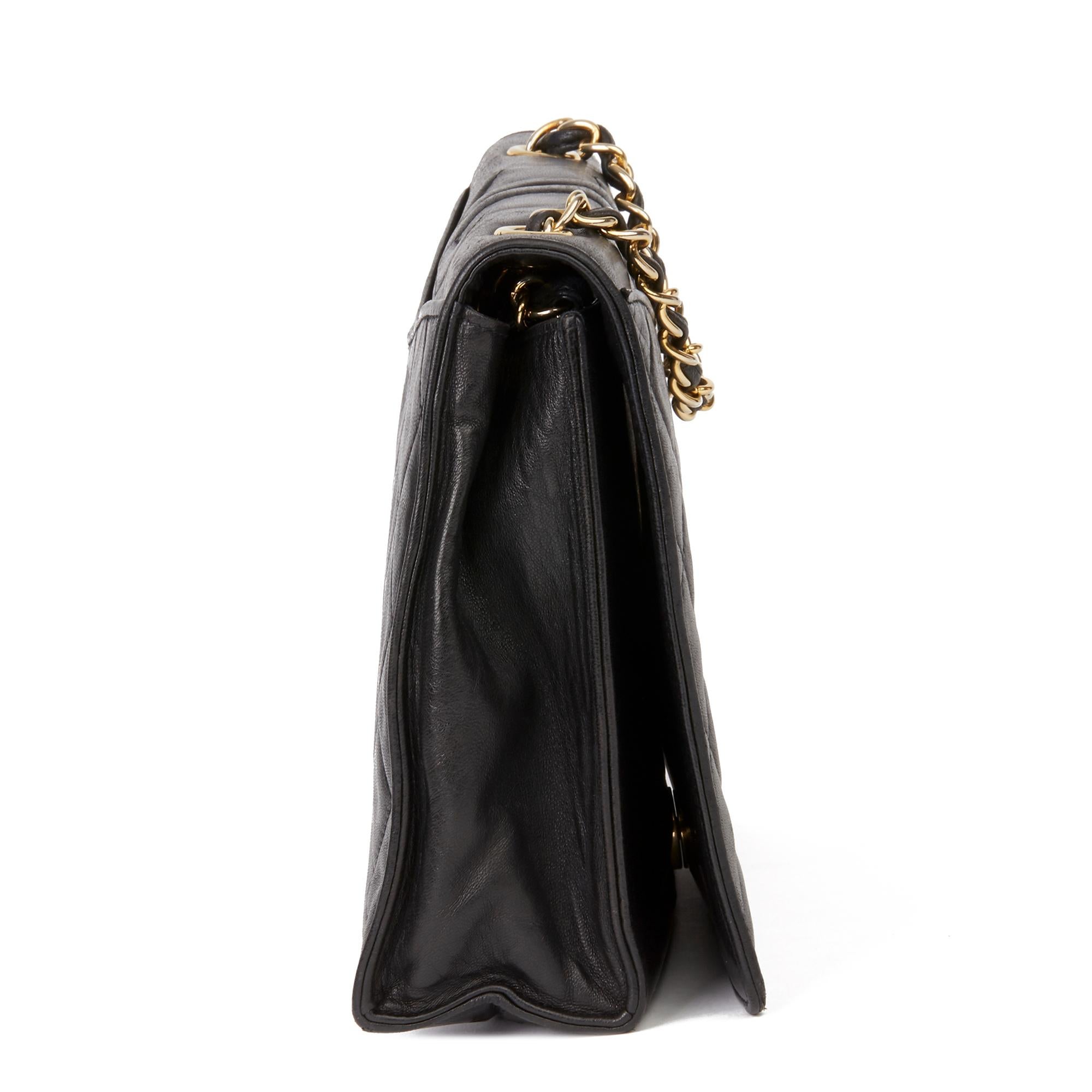 1990 Chanel Black Quilted Lambskin Vintage Timeless Single Flap Bag In Good Condition In Bishop's Stortford, Hertfordshire