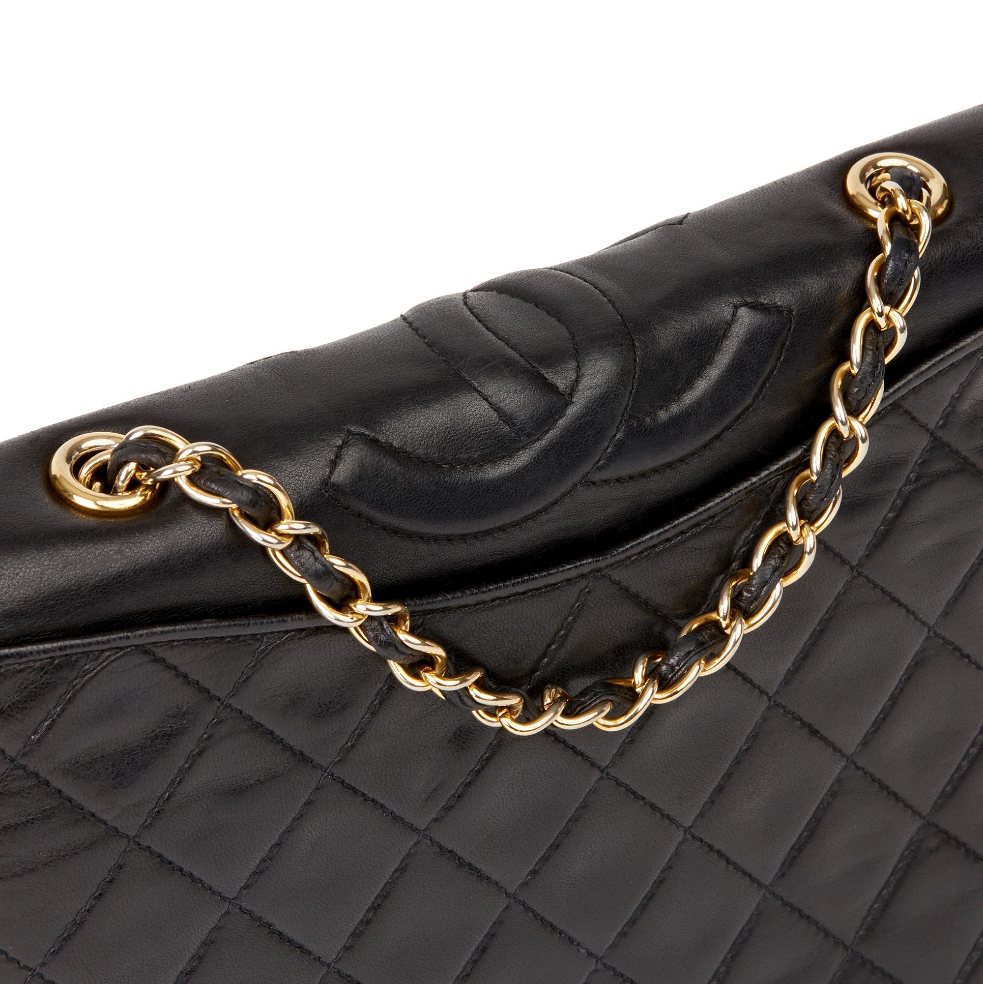 1990 Chanel Black Quilted Lambskin Vintage Timeless Single Flap Bag 3