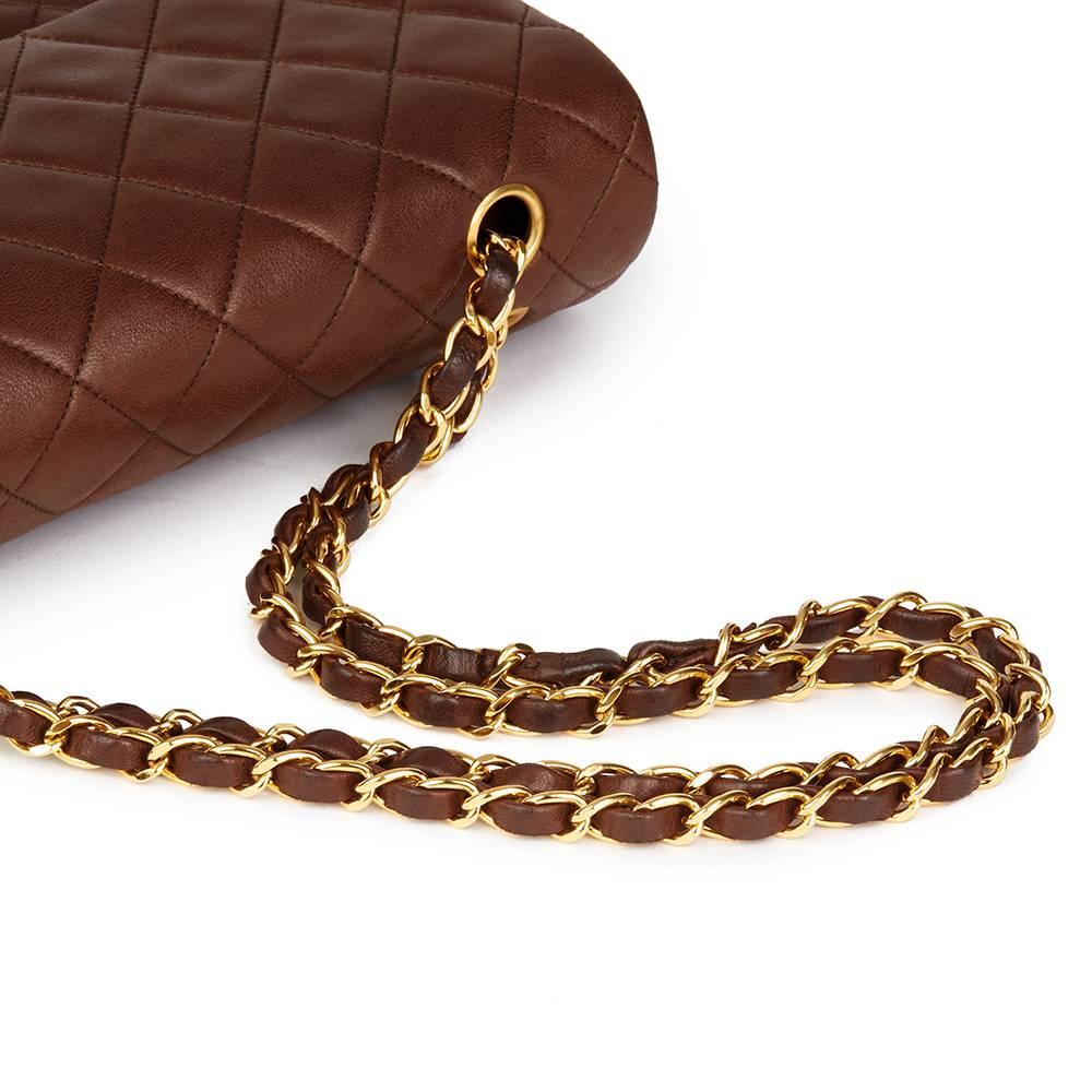 Chanel Chocolate Brown Quilted Vintage Medium Classic Double Flap Bag, 1990  2