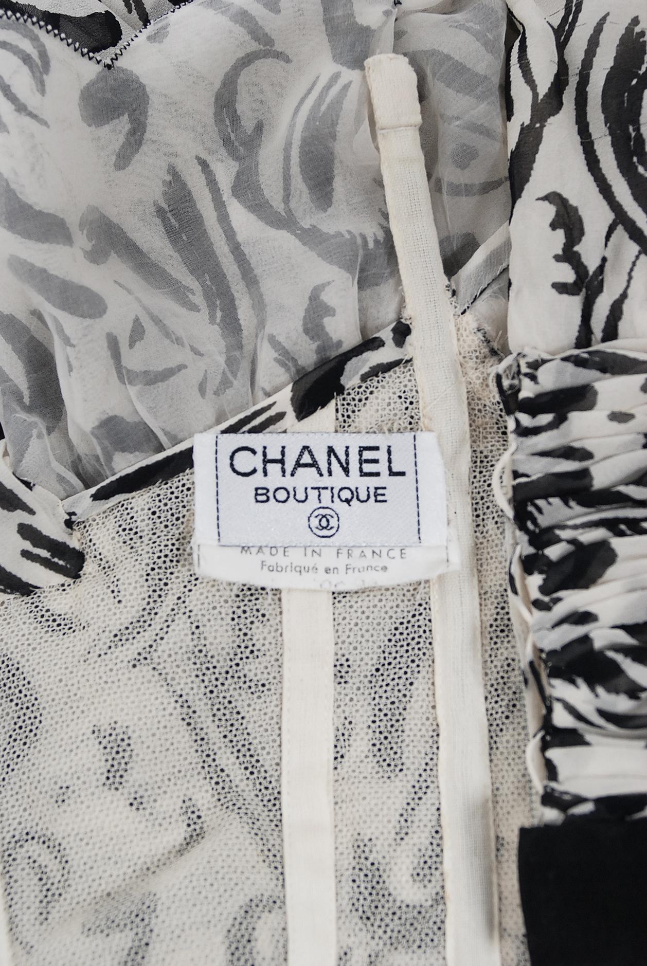 Women's Vintage 1990 Chanel by Karl Lagerfeld Documented Graphic Print Silk Mini Dress For Sale