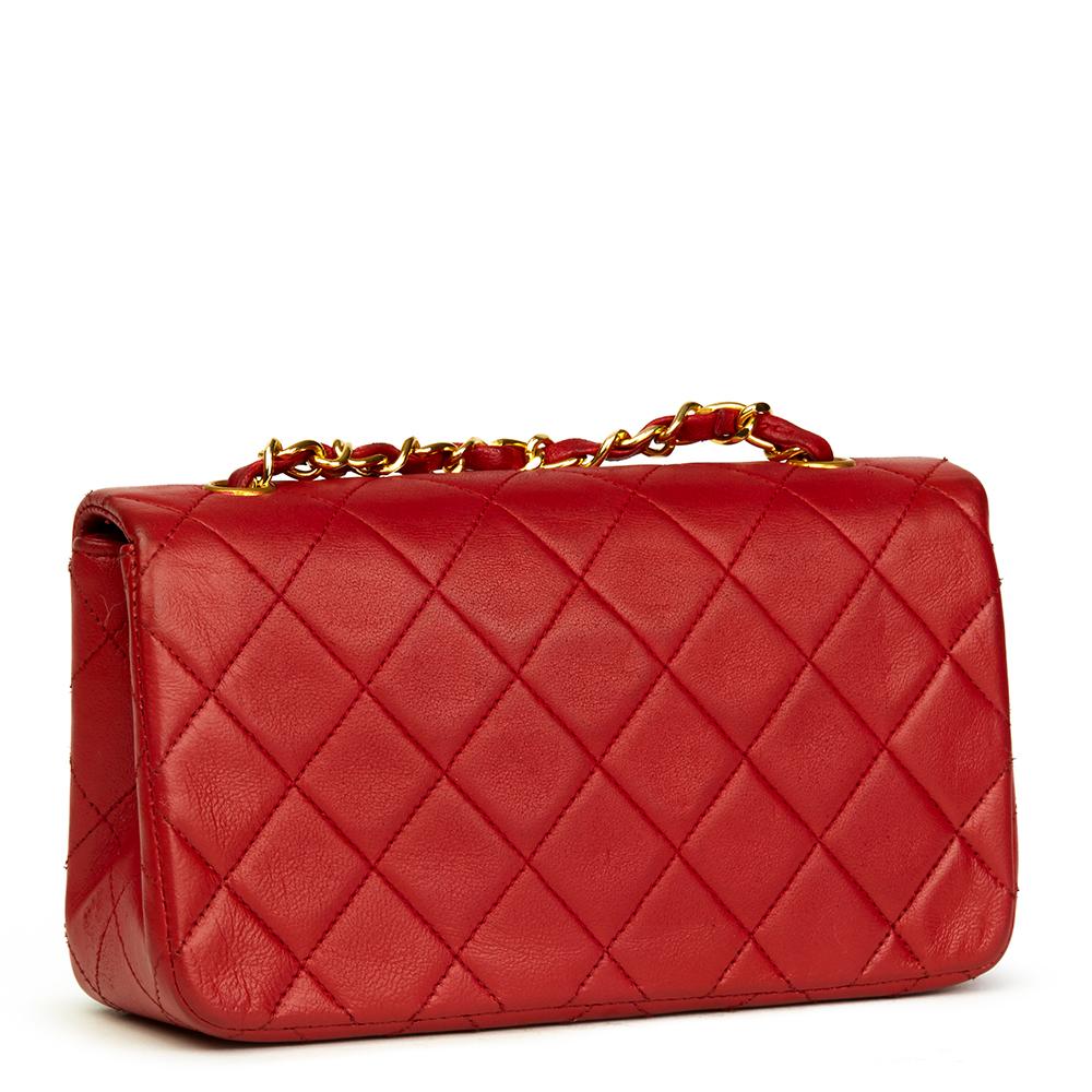 Women's 1990 Chanel Red Quilted Lambskin Vintage Mini Flap Bag