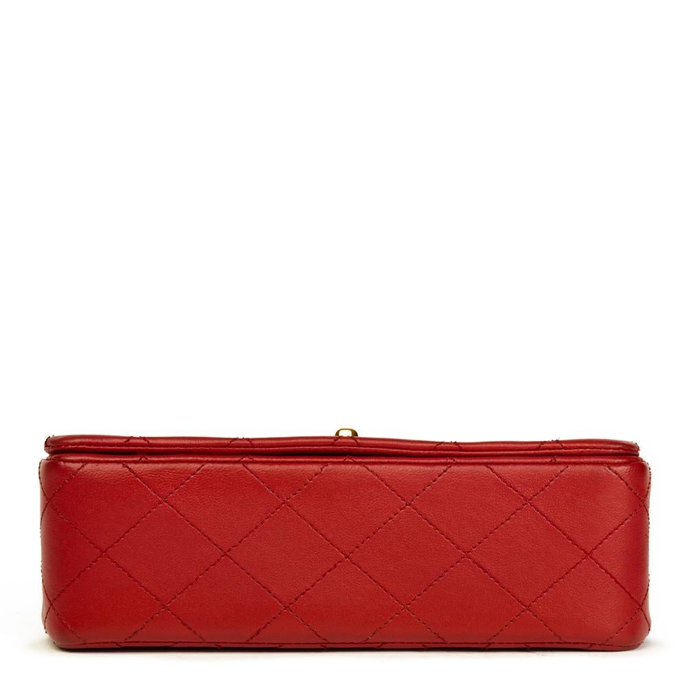 1990 Chanel Red Quilted Lambskin Vintage Mini Flap Bag 1