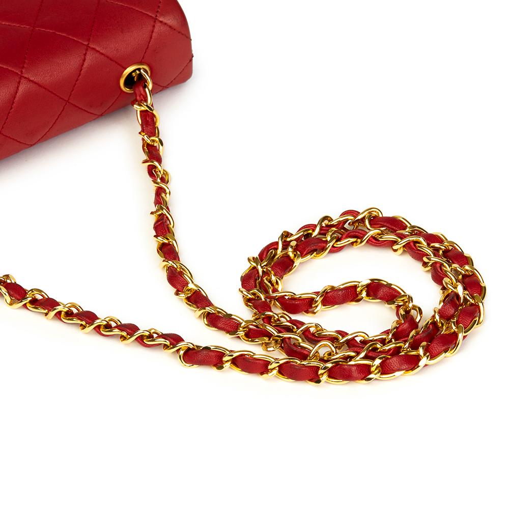 1990 Chanel Red Quilted Lambskin Vintage Mini Flap Bag 3