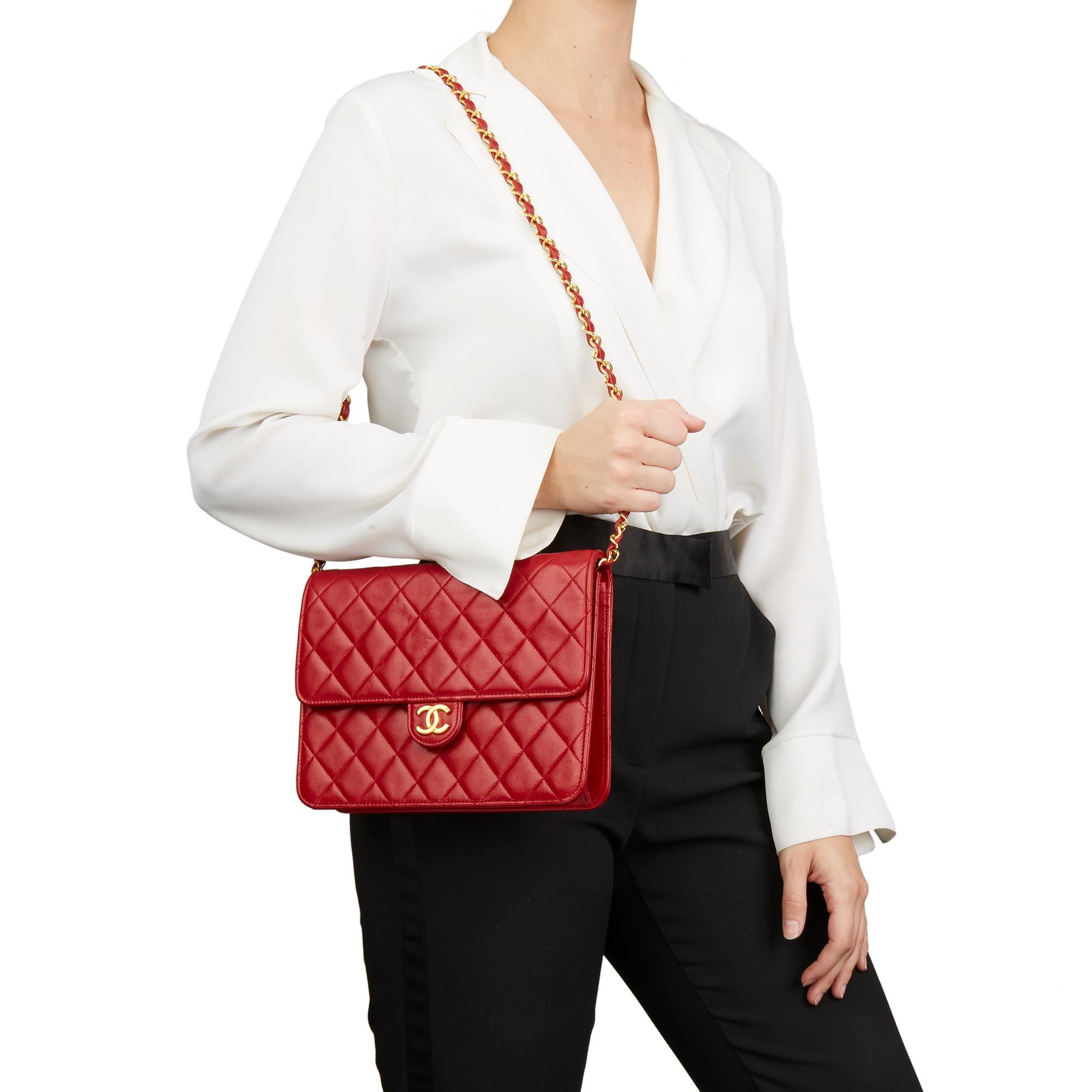 CHANEL
Red Quilted Lambskin Vintage Small Classic Single Flap Bag

Xupes Reference: HB2786
Serial Number: Serial Sticker no longer present
Age (Circa): 1990
Authenticity Details: (Made in France)
Gender: Ladies
Type: Shoulder

Colour: Red
Hardware: