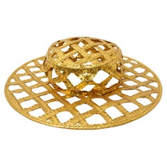 1990 Chanel Runway Gold Lattice Ad Campaign Hat