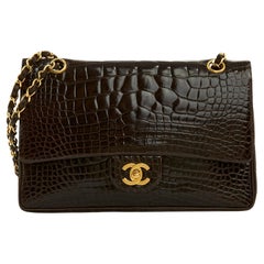1990 Chanel Sac Classique 25 Precious brown leather double flap Bag Pristine