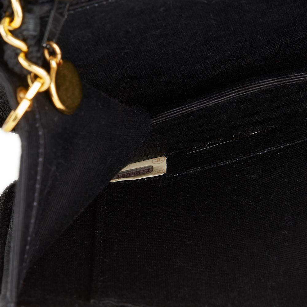 1990 Chanel Yellow Sequin & Black Fabric Vintage Classic Single Flap Bag 4