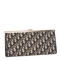 1990 Christian Dior Blue Oblique Monogram Canvas Vintage Clutch with Wallet