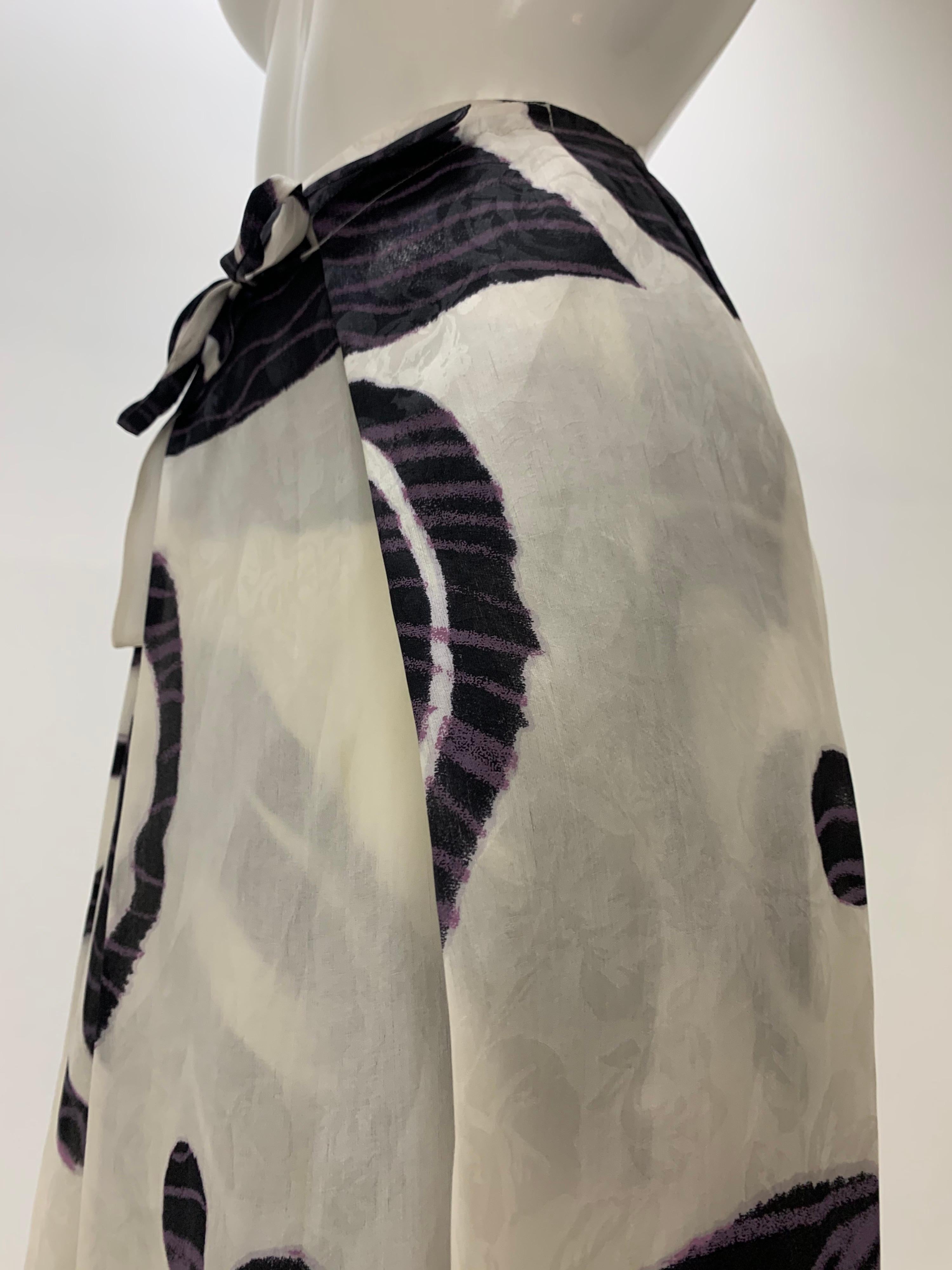 1990 Christian LaCroix Abstract Print Silk Organza Faux Wrap Maxi Skirt  5