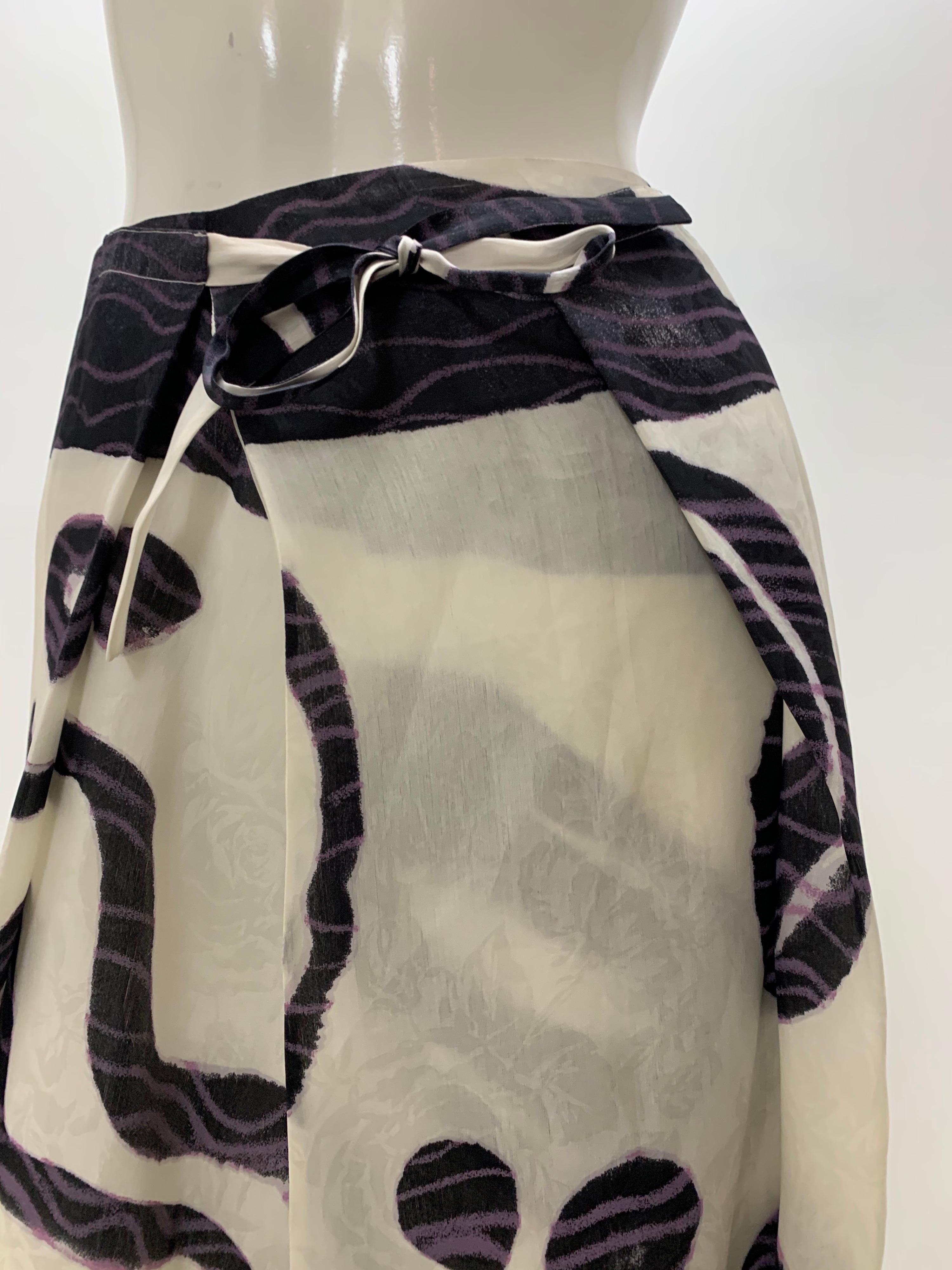 1990 Christian LaCroix Abstract Print Silk Organza Faux Wrap Maxi Skirt  In Excellent Condition In Gresham, OR