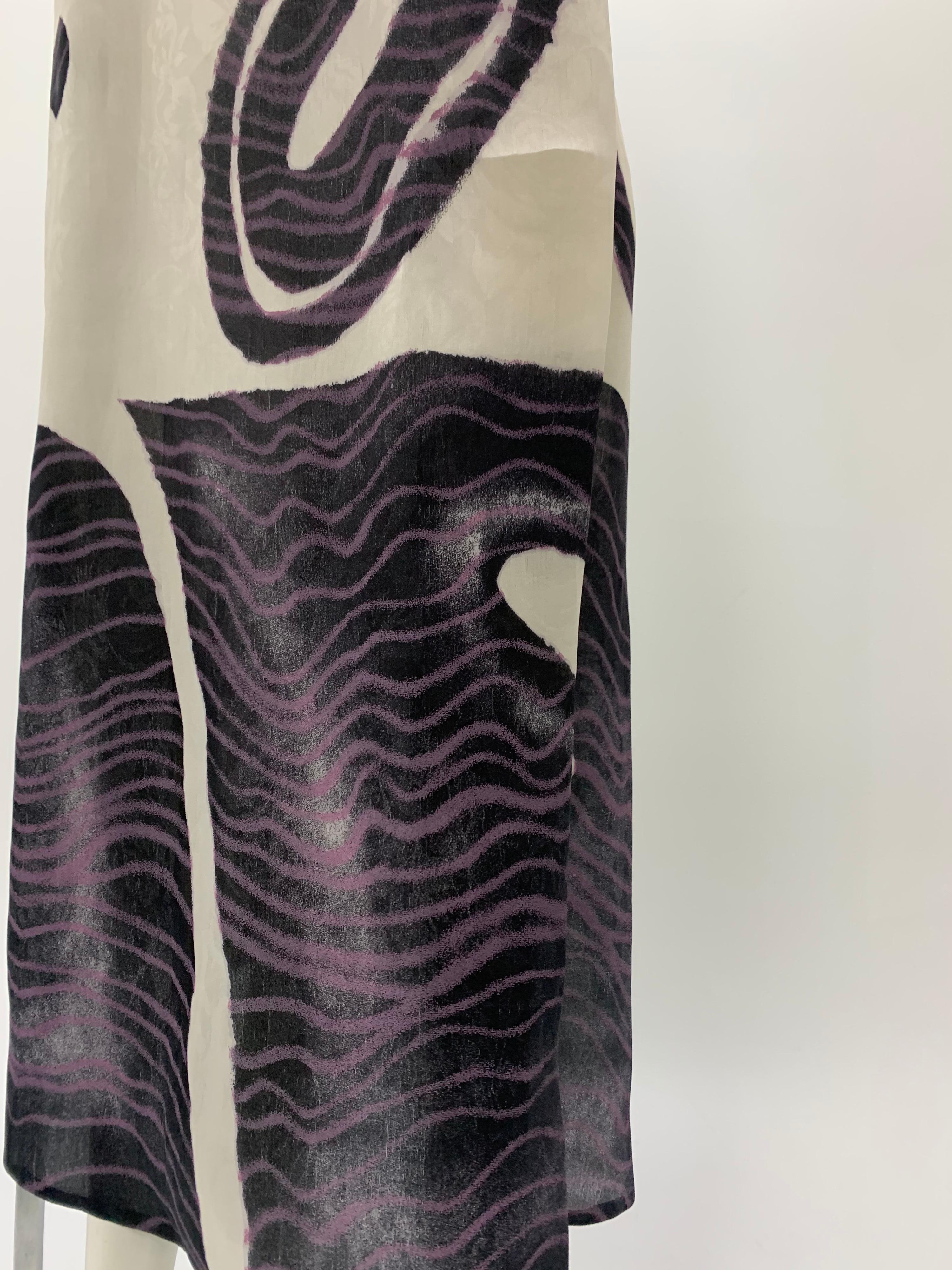 1990 Christian LaCroix Abstract Print Silk Organza Faux Wrap Maxi Skirt  1