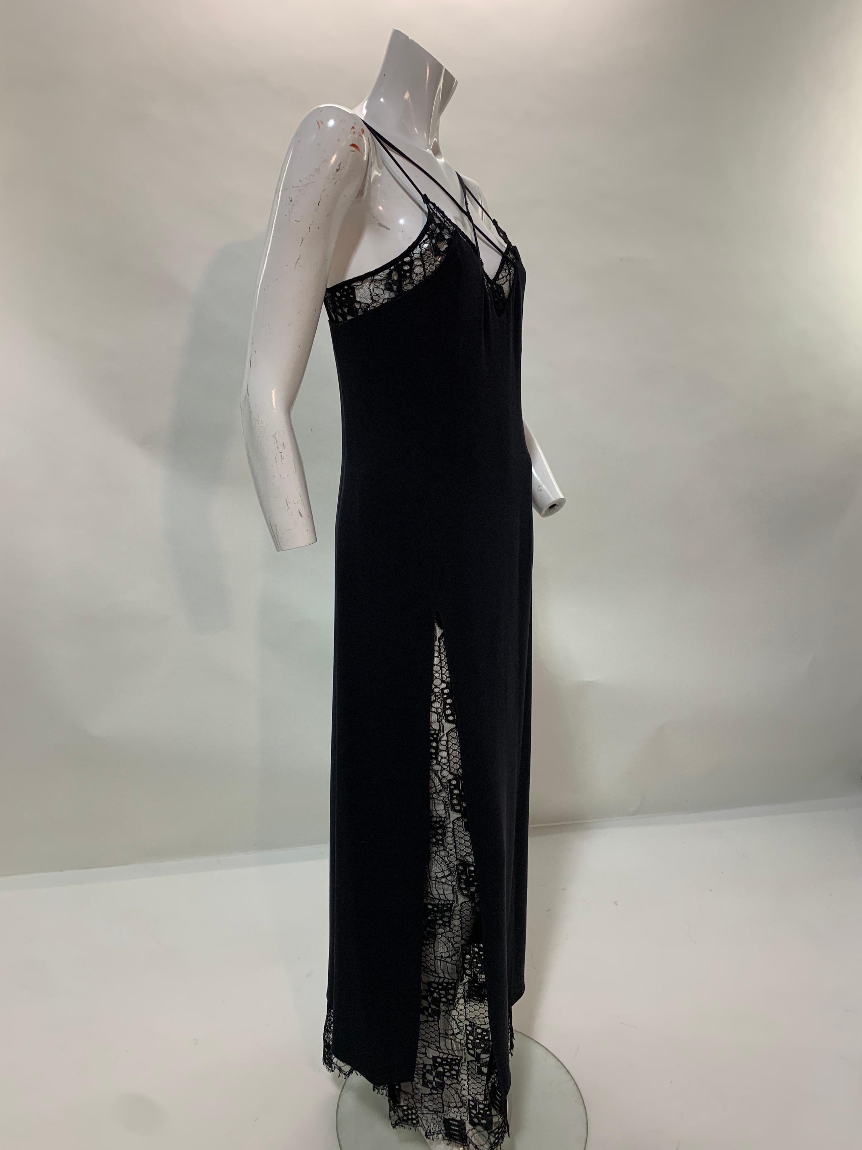 1990 Christian Lacroix Black Lace & Crepe Gown w/ High Side Slit 6