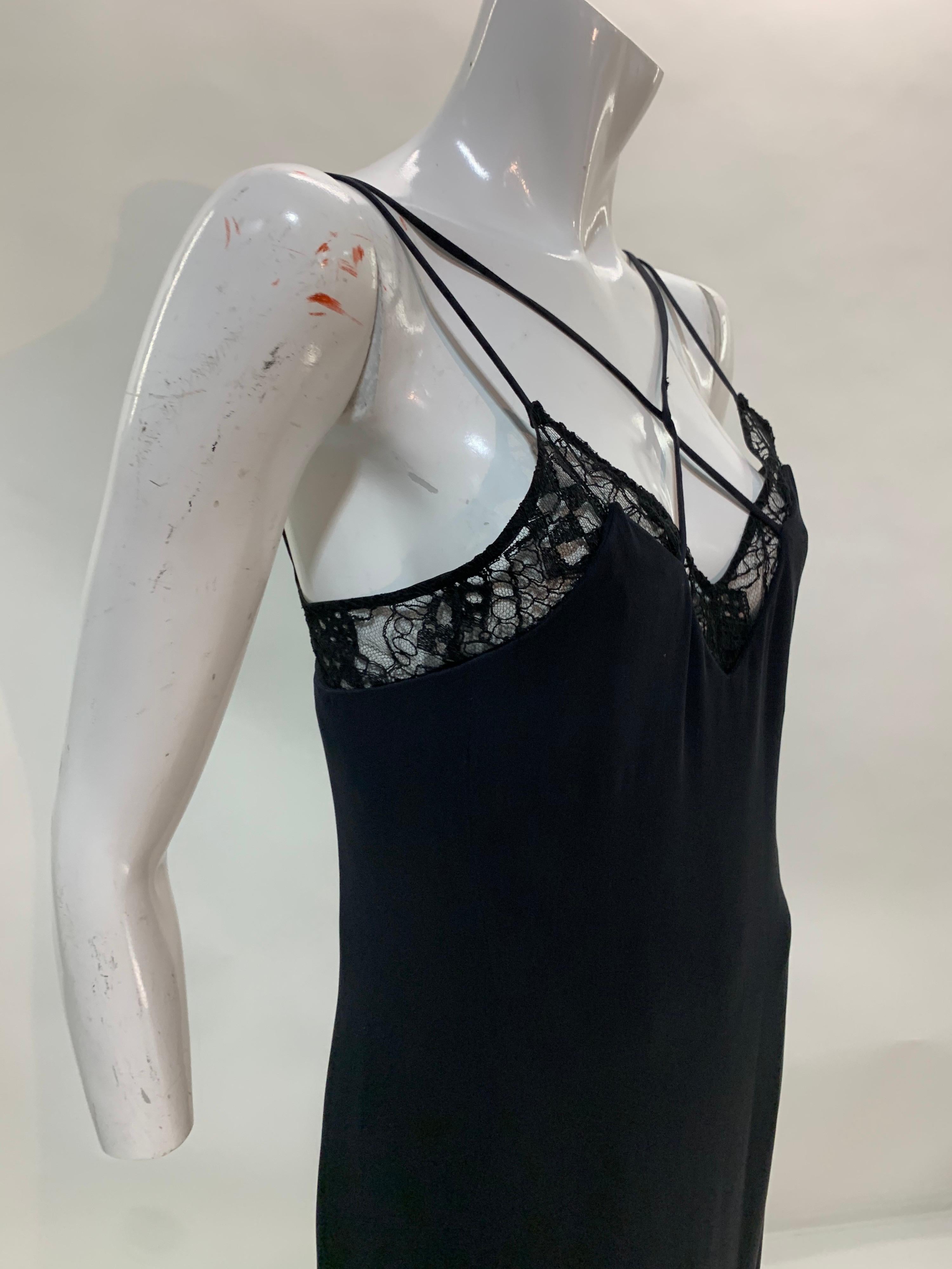 1990 Christian Lacroix Black Lace & Crepe Gown w/ High Side Slit In Excellent Condition In Gresham, OR