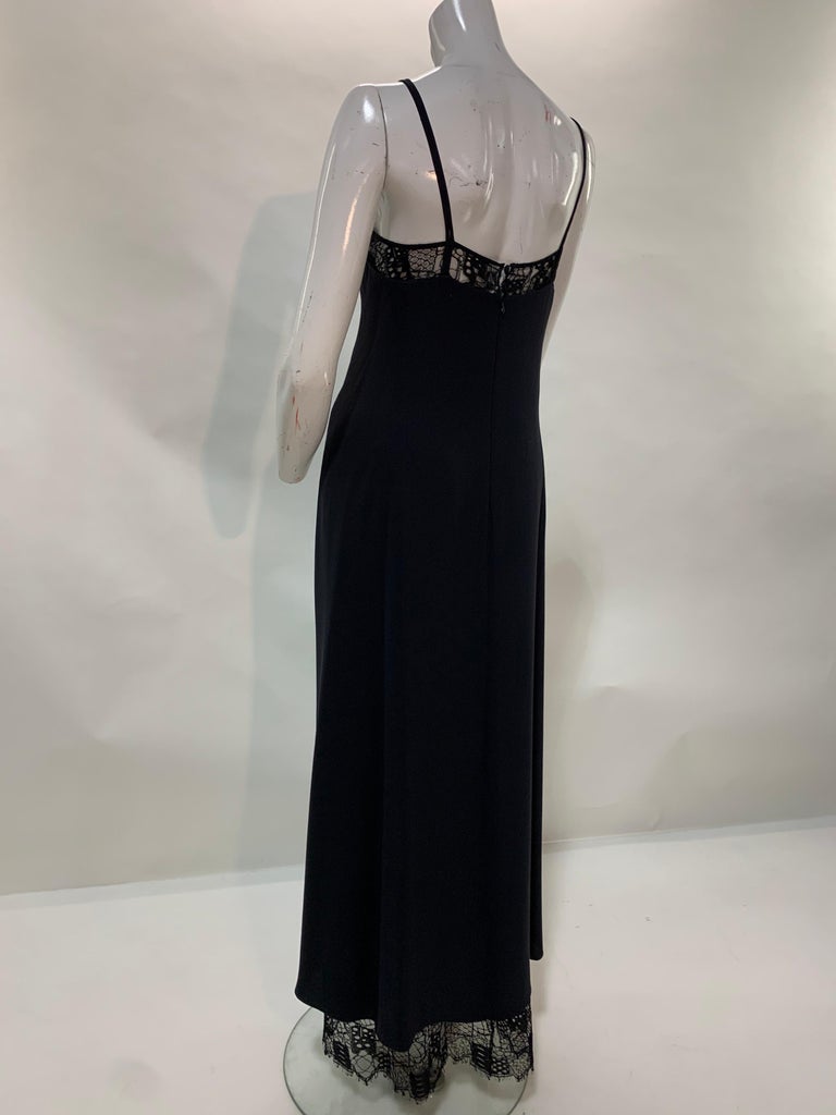 1990 Christian Lacroix Black Lace and Crepe Gown w/ High Side Slit at ...