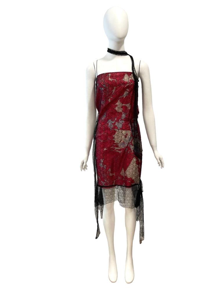 christian lacroix evening dresses Phenomenal 1997 Christian Lacroix Black Silk Halter Dress w Rhinestone &  Velvet Detailing main image 1