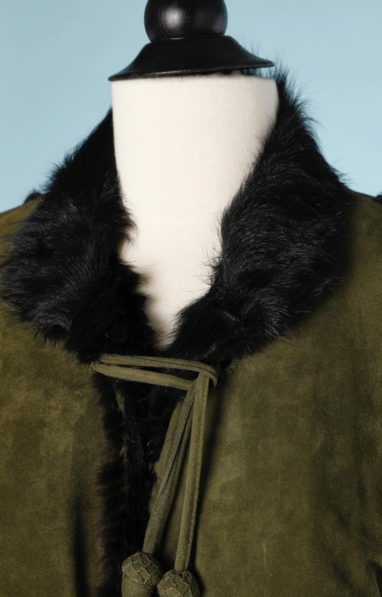 Black 1990 Coat in suede and black fur by Yves Saint Laurent