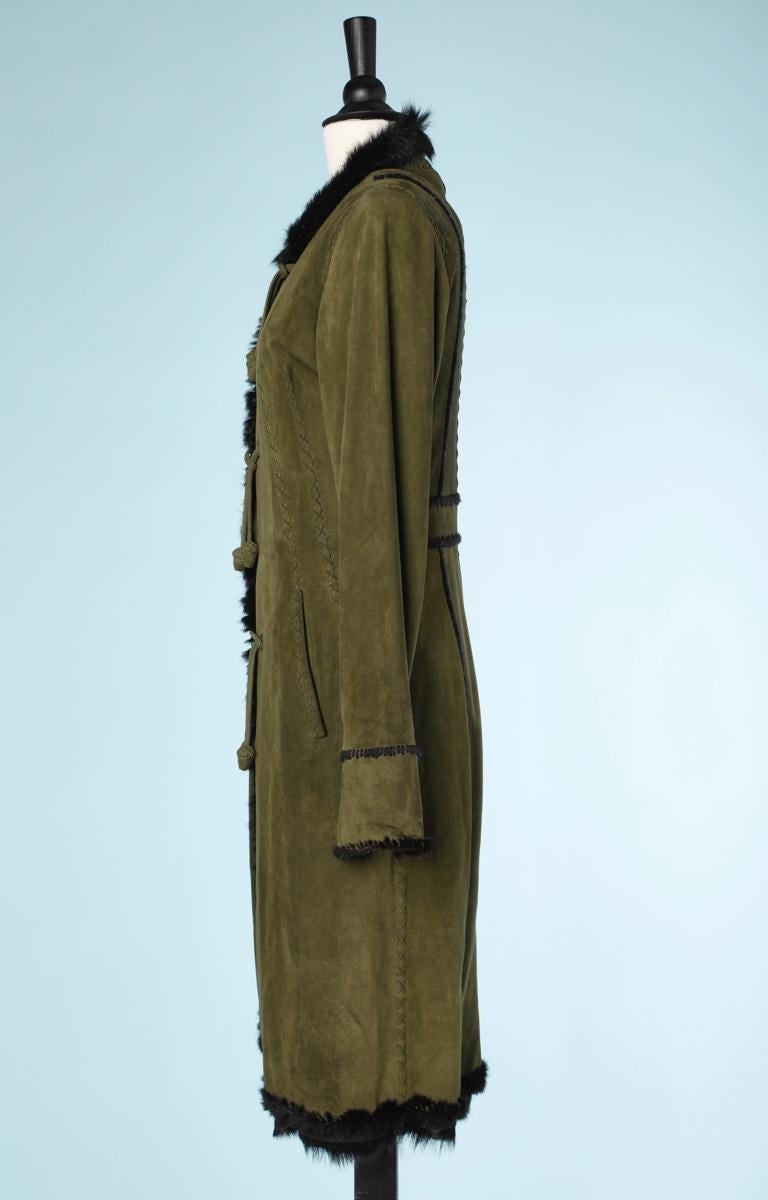 Women's 1990 Coat in suede and black fur by Yves Saint Laurent