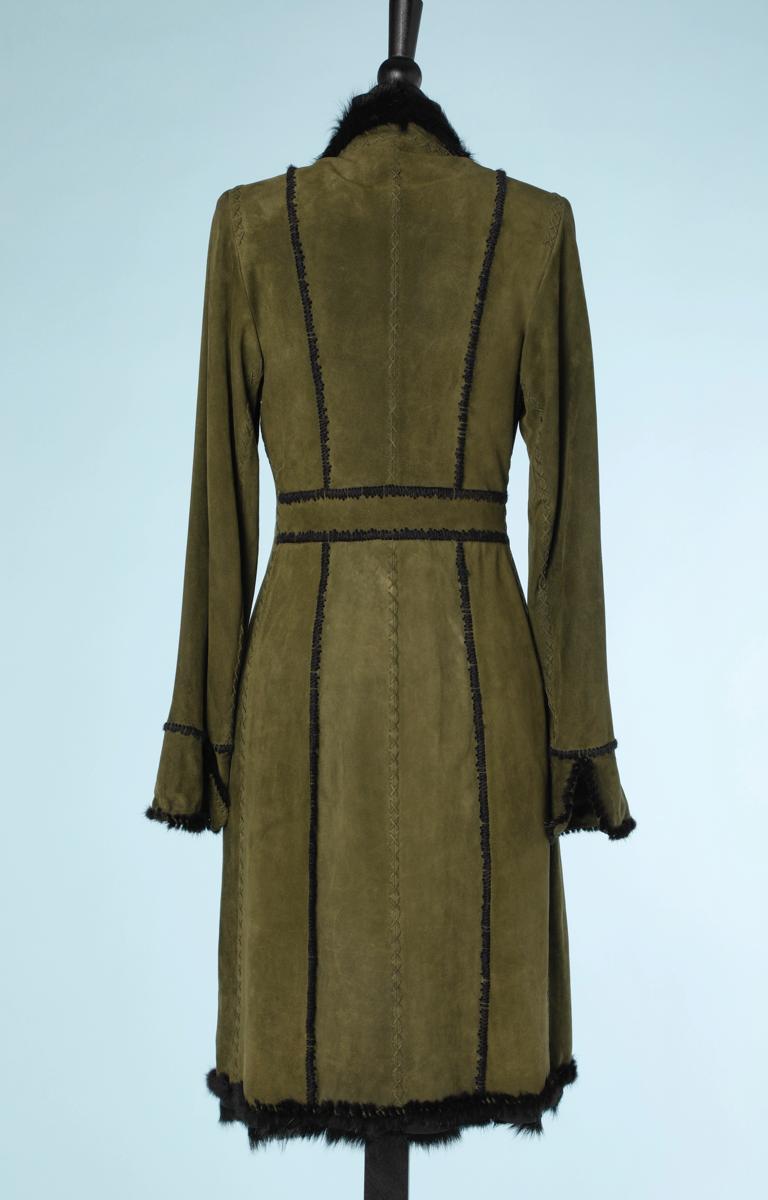 1990 Coat in suede and black fur by Yves Saint Laurent 1