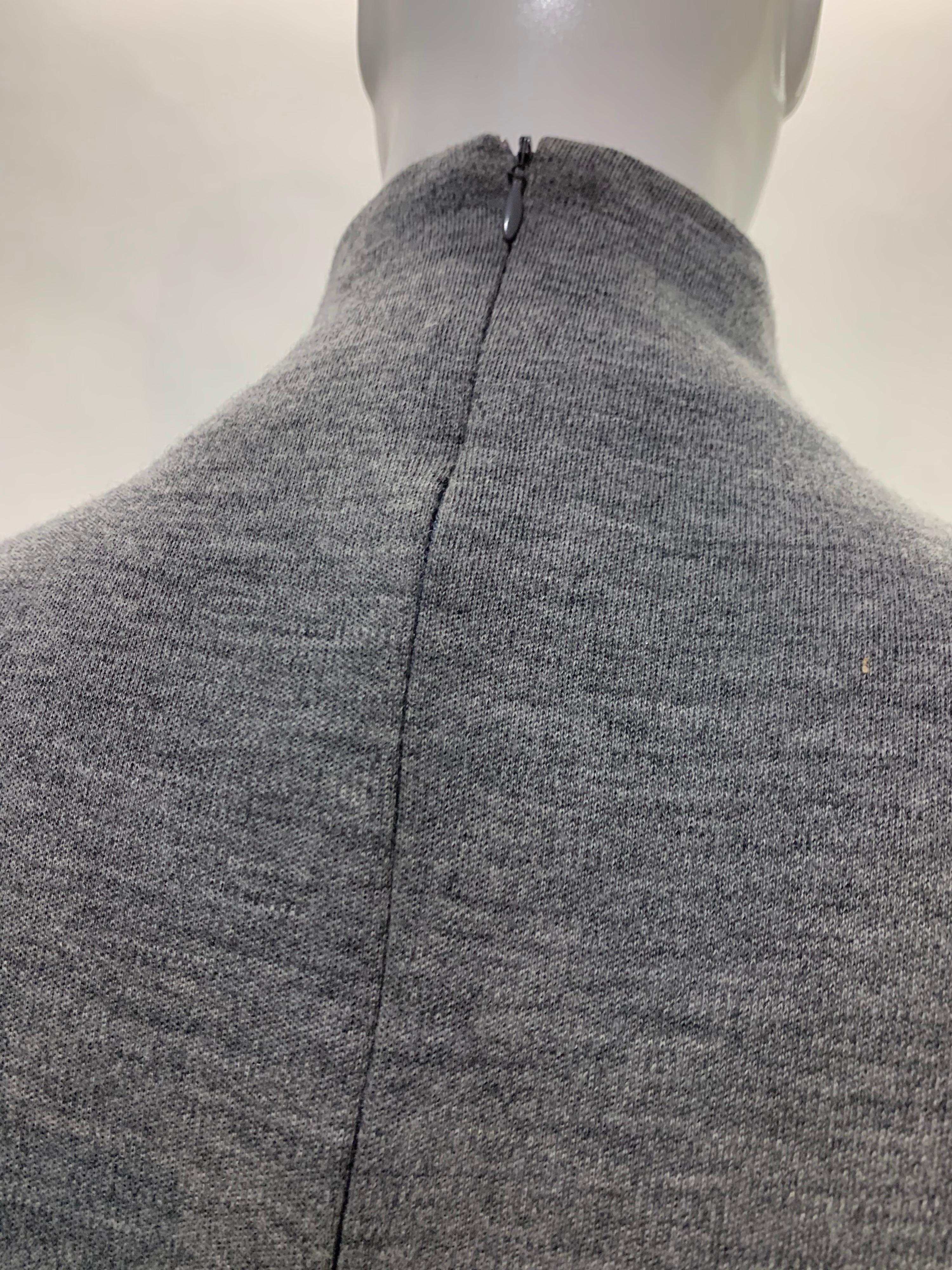 1990 Couture Grey Italian Wool Sweater & Teal Taffeta Train Formal Skirt Set For Sale 6