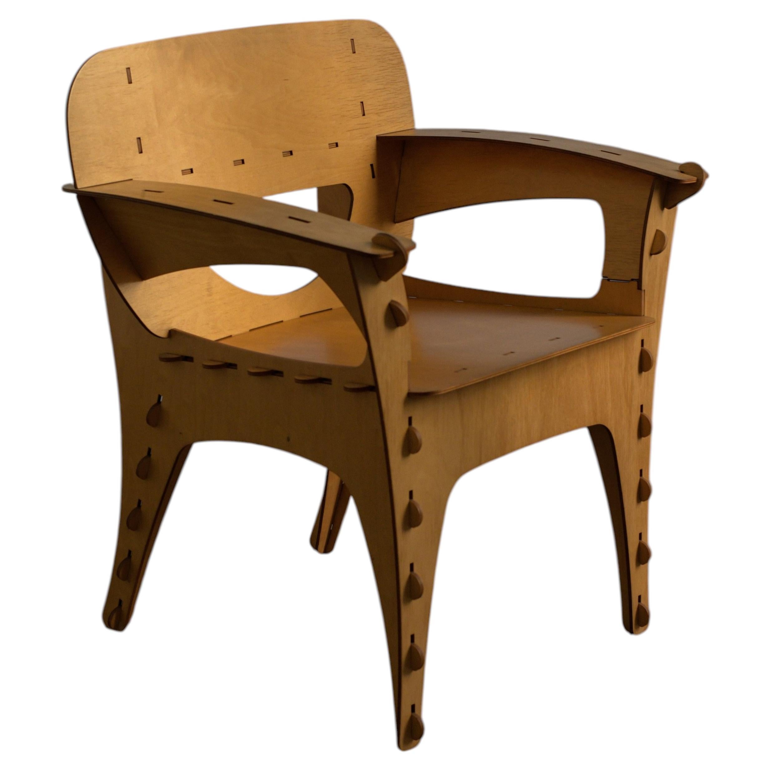 1990 David Kawecki Puzzle Chair in laser-cut birch/plywood, USA
