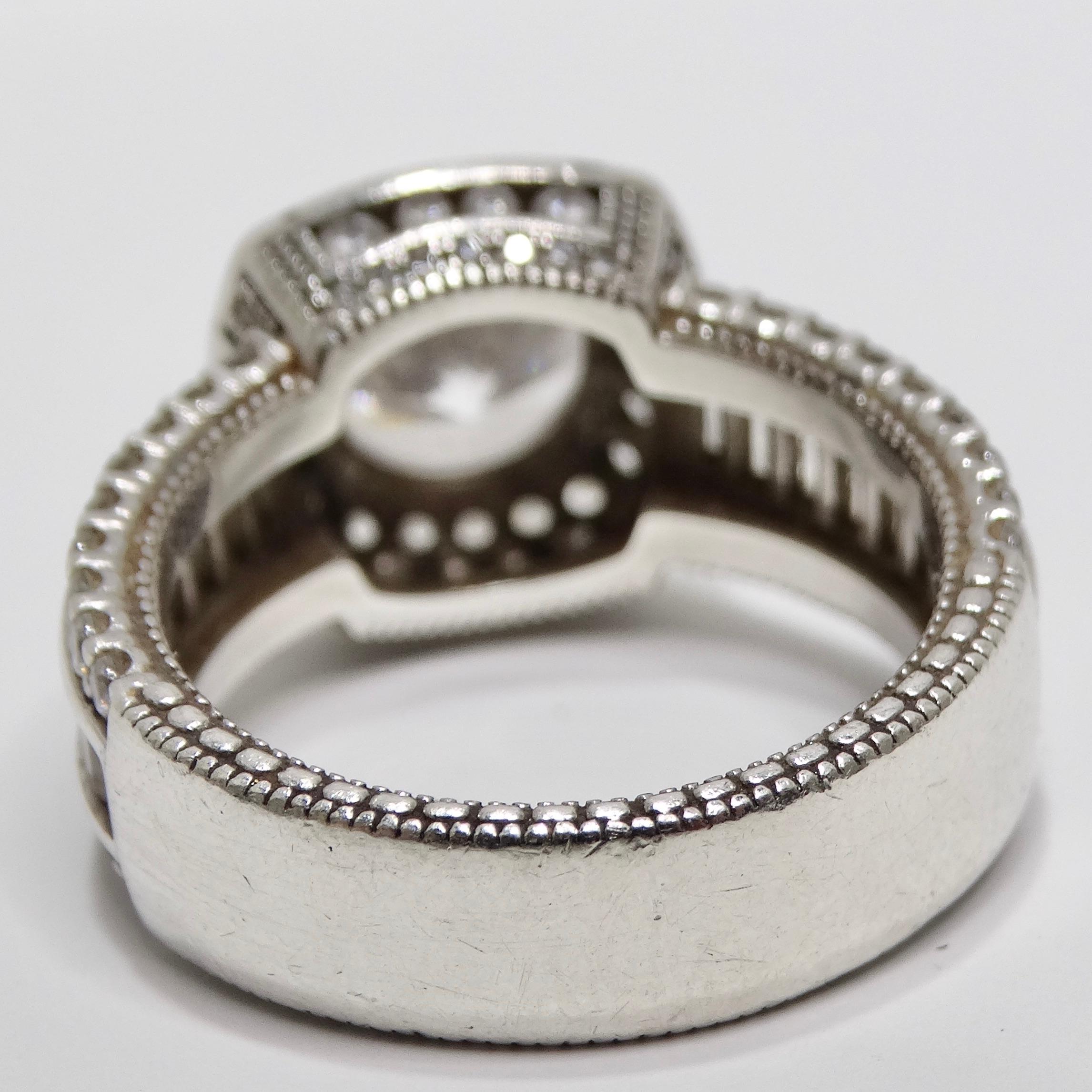 1990 Diamond Zirconia Silver Ring For Sale 1