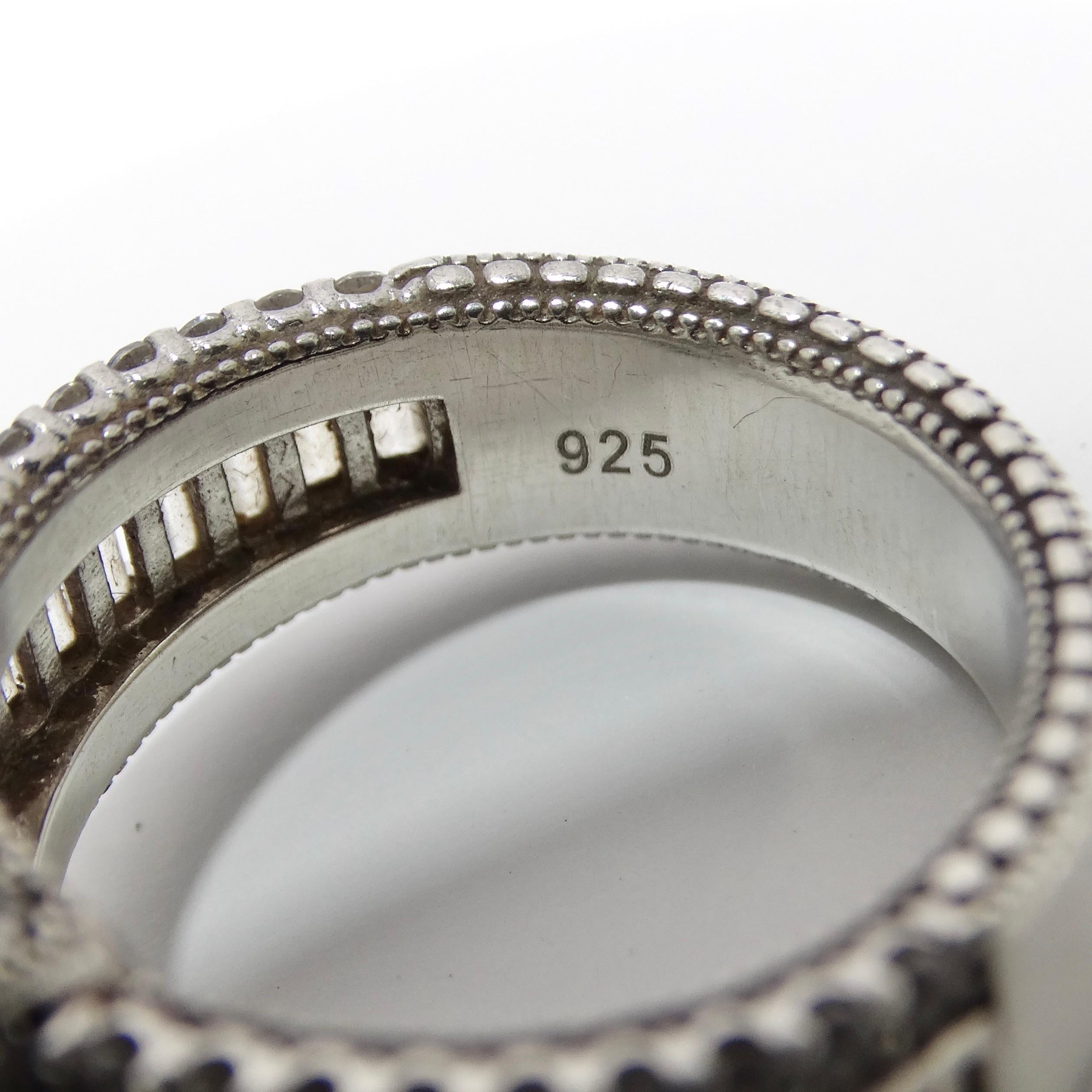 1990 Diamond Zirconia Silver Ring For Sale 3