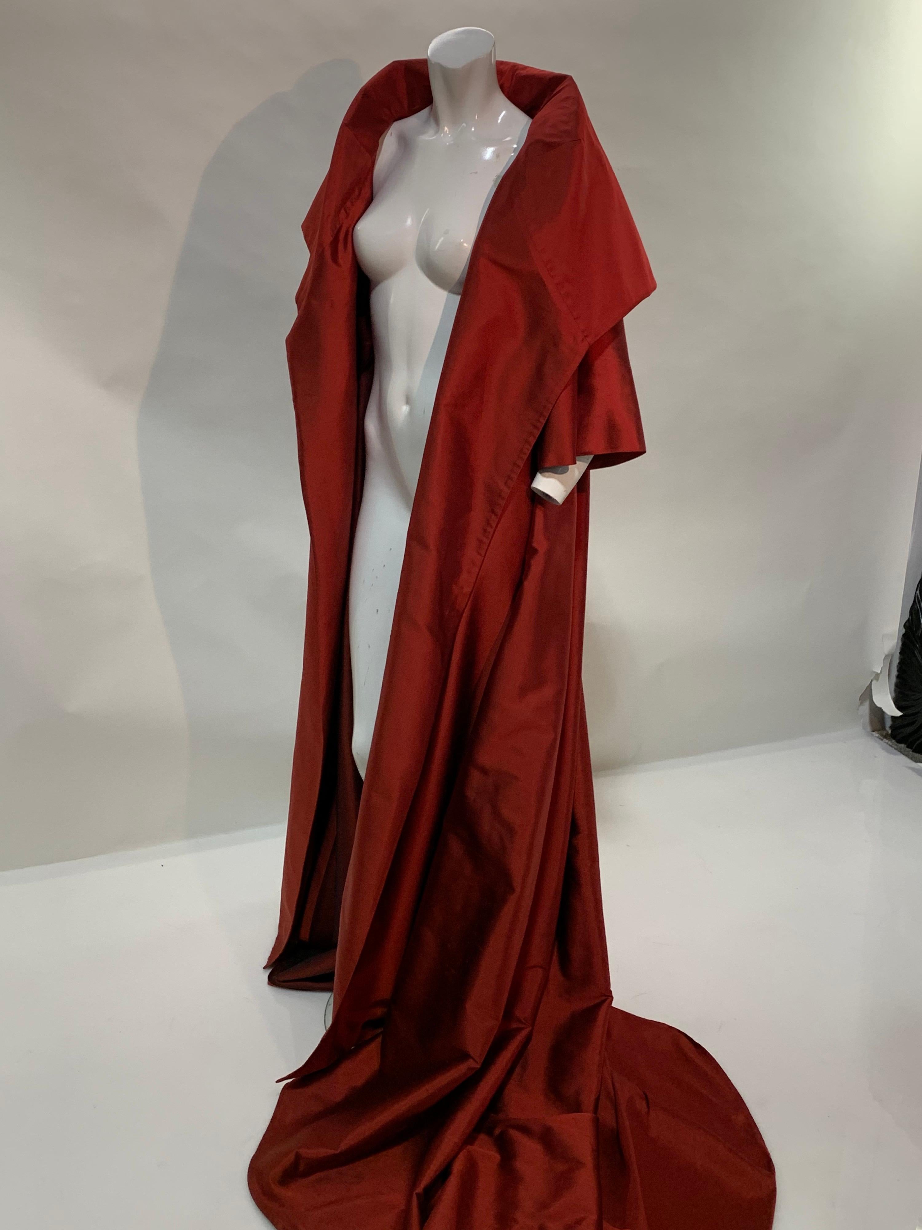 1990 Dior by Gianfranco Ferre Red Changeant Silk Taffeta Opera Coat w/ Train 4