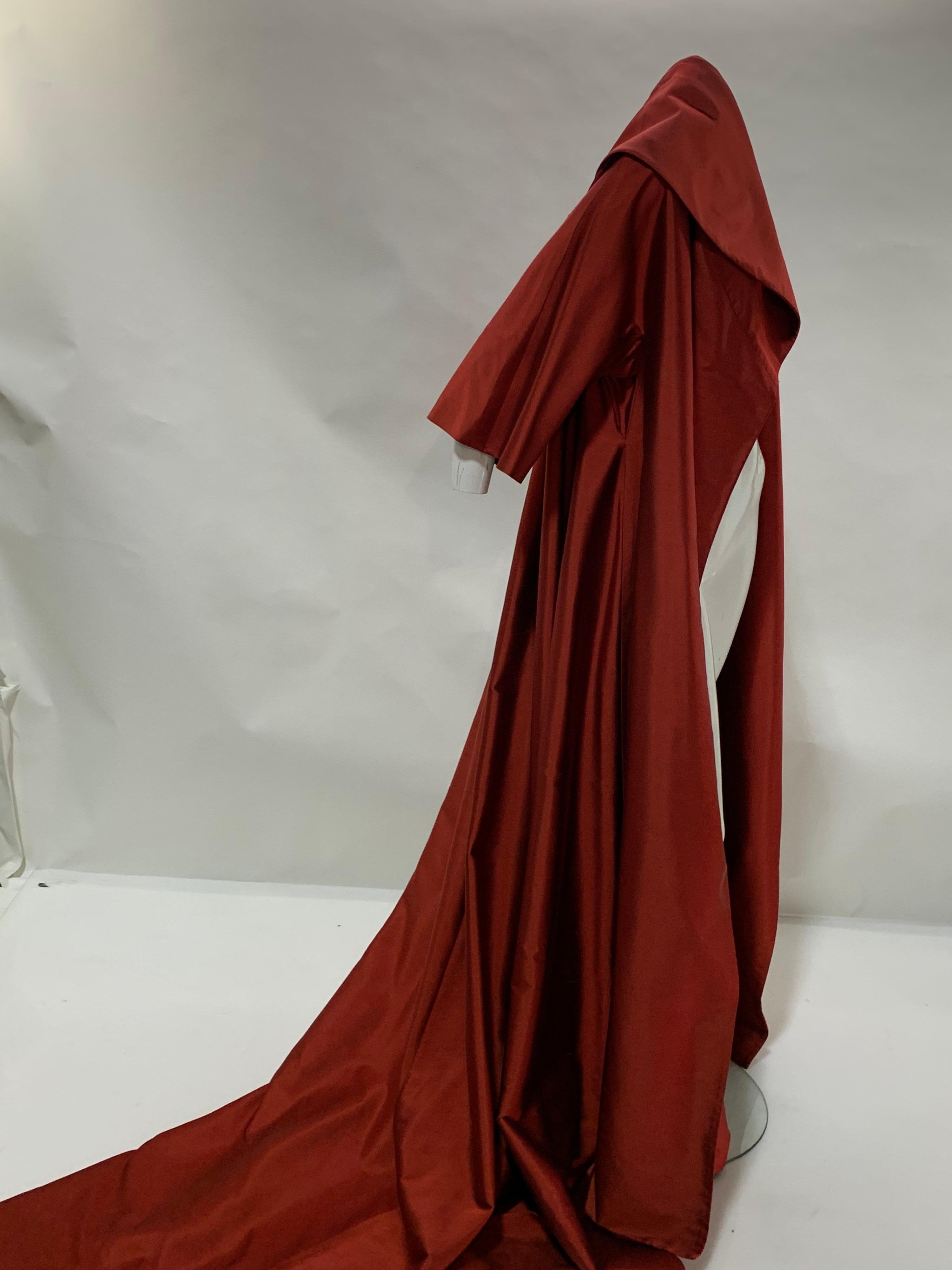 1990 Dior by Gianfranco Ferre Red Changeant Silk Taffeta Opera Coat w/ Train 6