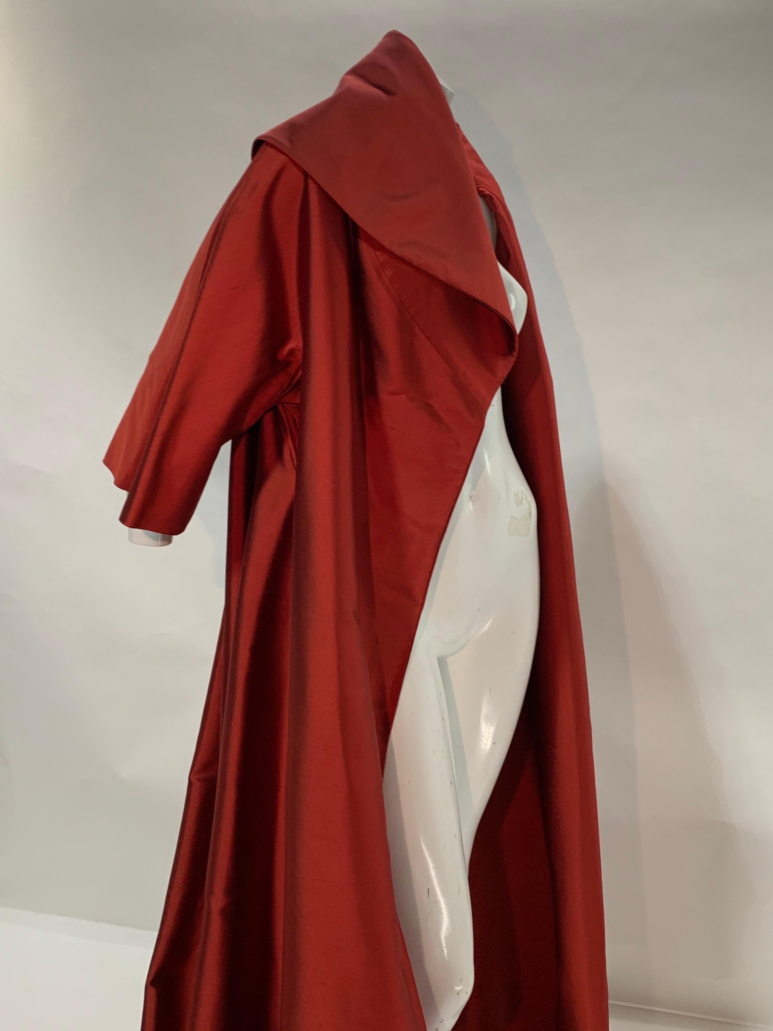 1990 Dior by Gianfranco Ferre Red Changeant Silk Taffeta Opera Coat w/ Train 1