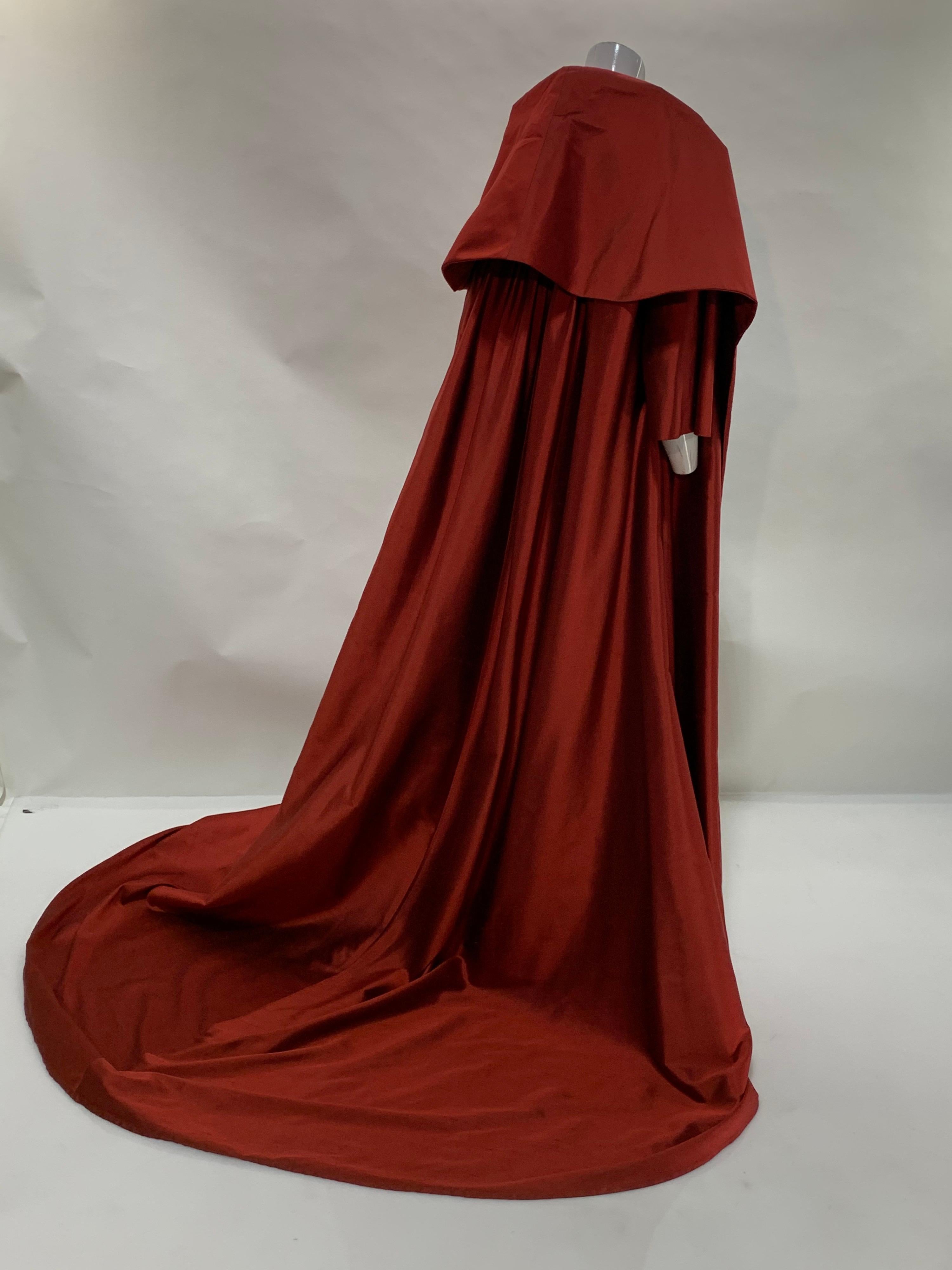1990 Dior by Gianfranco Ferre Red Changeant Silk Taffeta Opera Coat w/ Train 2