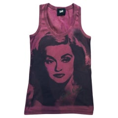 Vintage 1990 Dolce & Gabbana Betty Davis Diva Print Purple Vest Top 