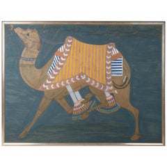 1990 Eastern Style Hand Painted Camel Painting Possibly Moroccan