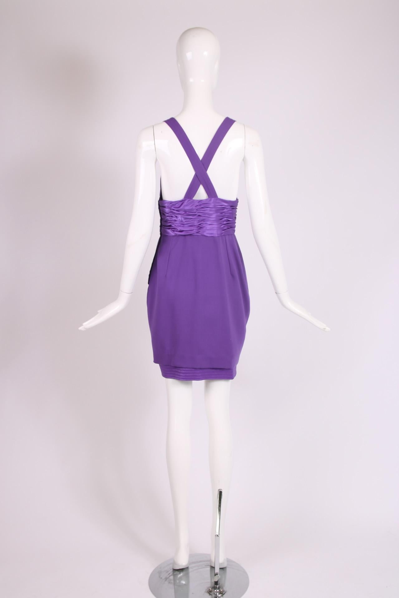 1990 F/W Gianni Versace Couture Purple Silk & Wool Mini Dress For Sale 1