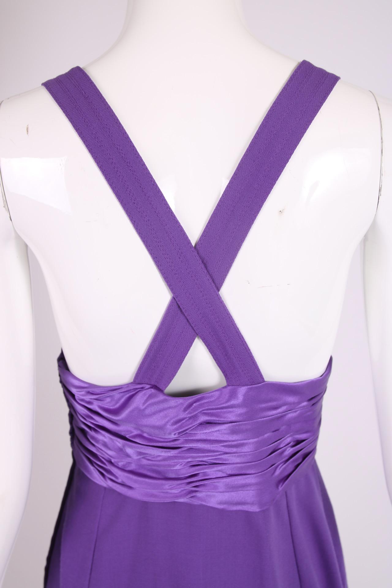 1990 F/W Gianni Versace Couture Purple Silk & Wool Mini Dress For Sale 2