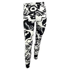 1990 Gianni Versace Mallas Abstracto Floral Negro Blanco