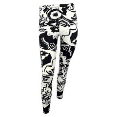 Vintage 1990 Gianni Versace Black White Abstract Floral Leggings Tights
