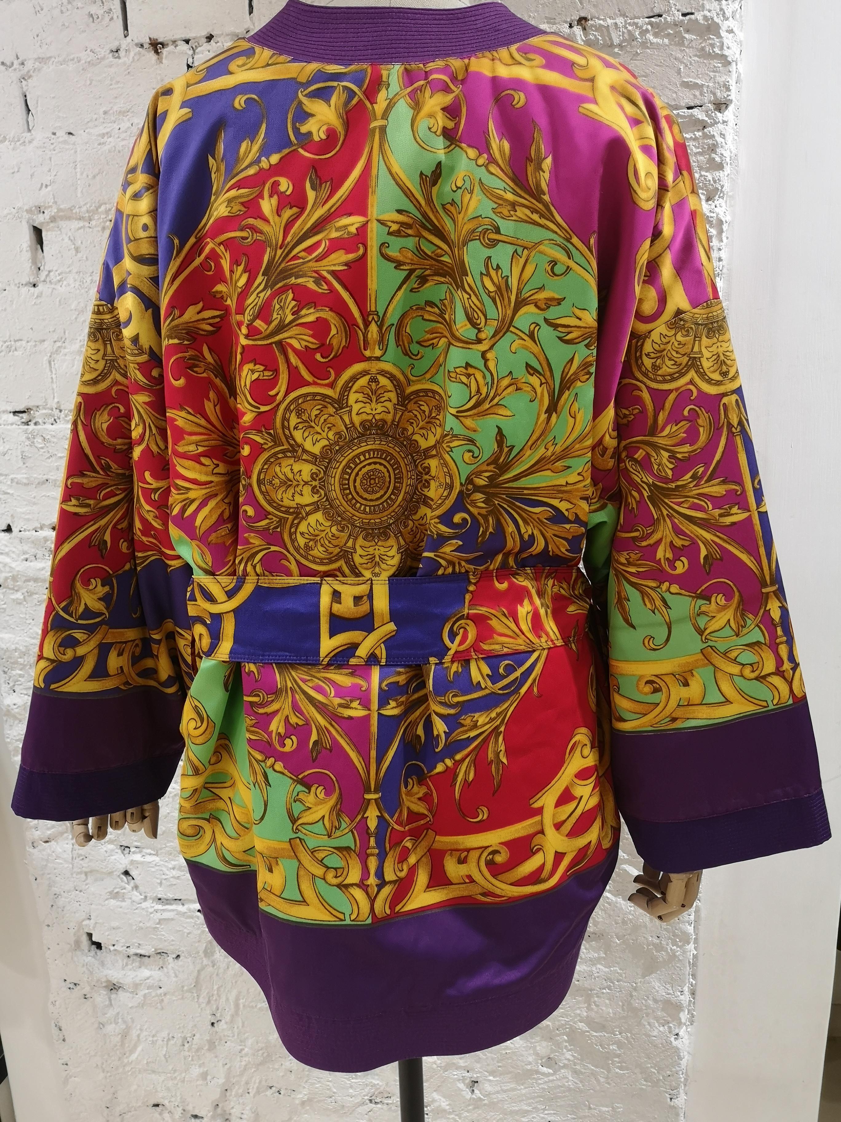 Brown 1990 Gianni Versace Vintage multicoloured Kimono For Sale