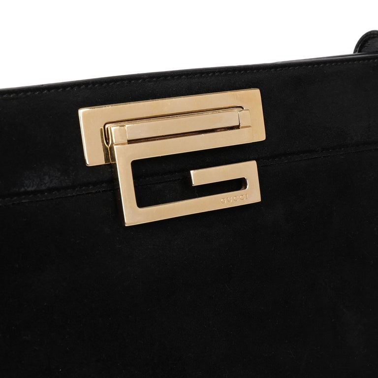 Vintage Gucci Black Monogram Suede Shoulder Bag – Treasures of NYC