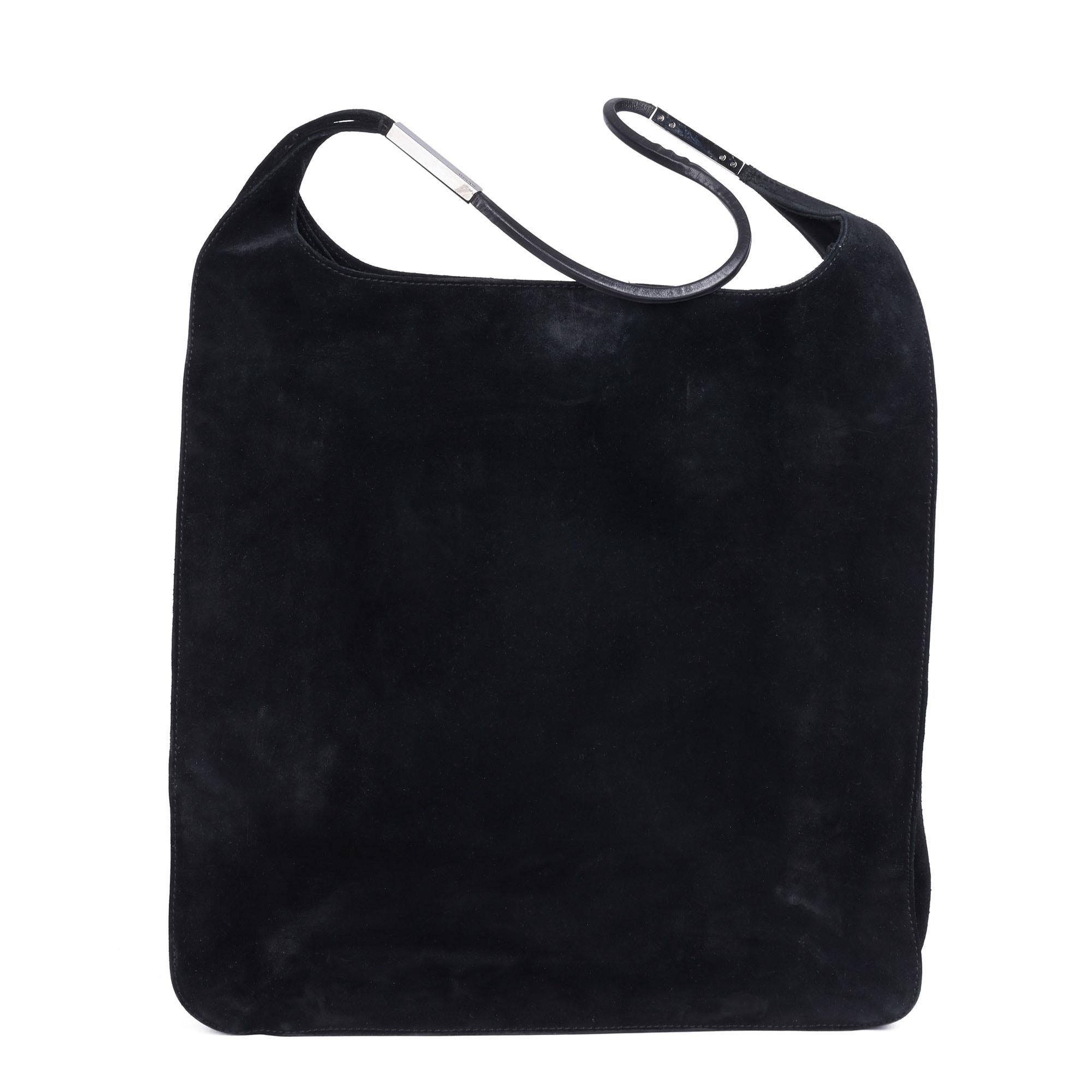 Women's 1990 Gucci Black Suede Vintage Shoulder Bag