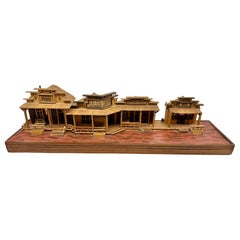 1990 Modello architettonico artigianale di arte popolare della città del selvaggio west con saloon