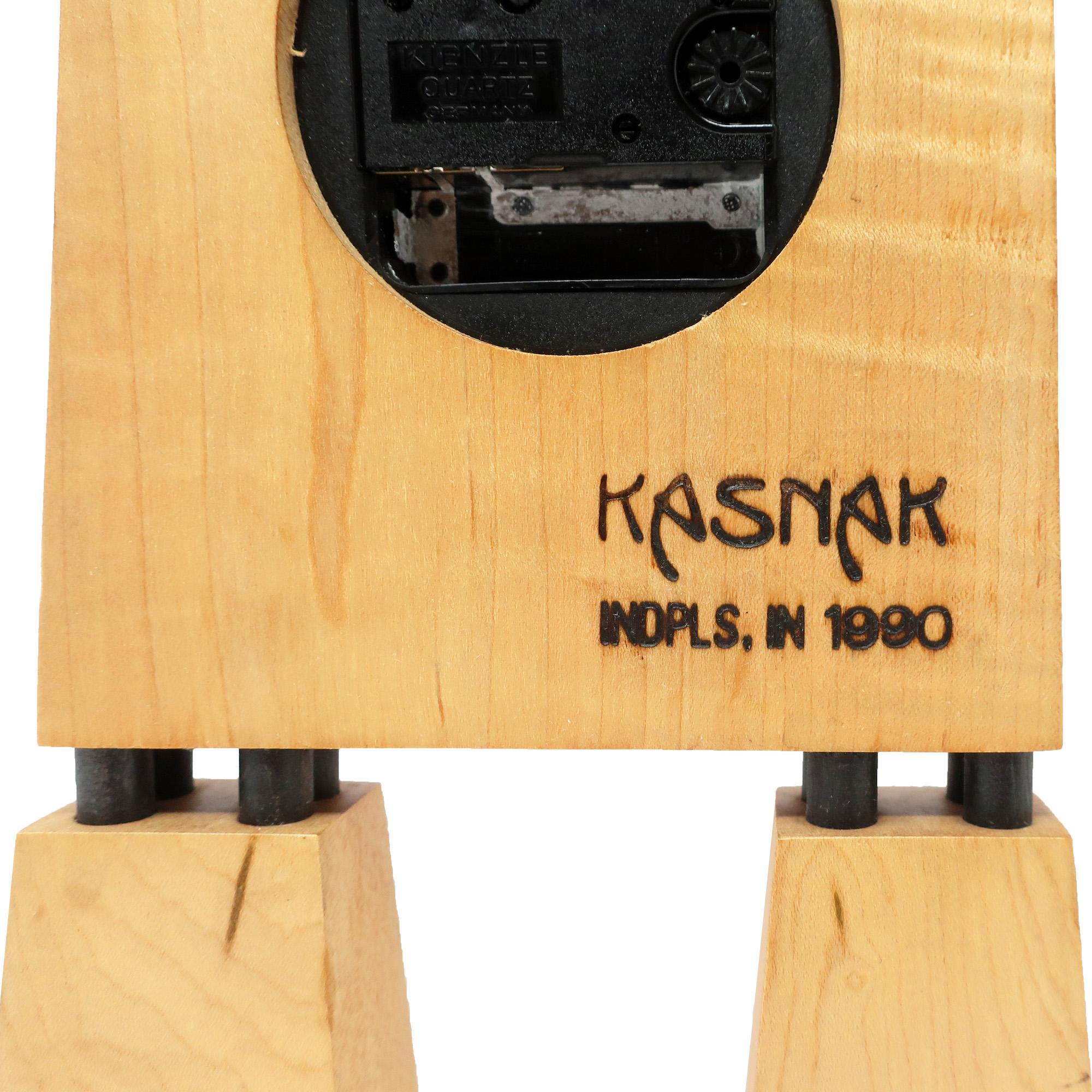 Horloge de cheminée en bois faite à la main par Kasnak Designs, 1990 en vente 3