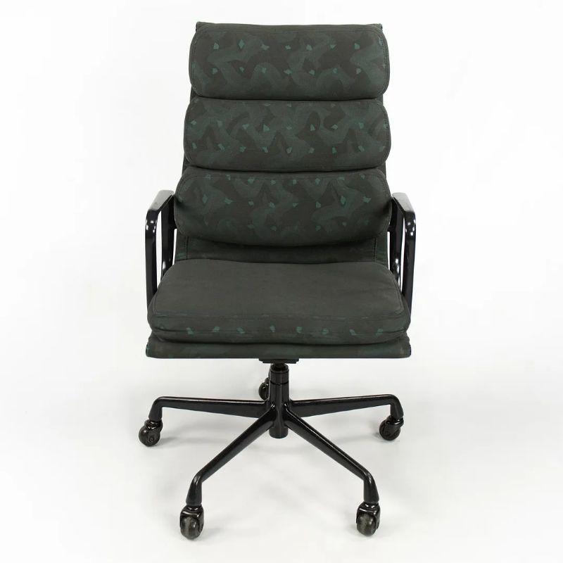 Modern 1990 Herman Miller Eames Soft Pad Executive Desk Chair w Dark Postmodern Fabric For Sale
