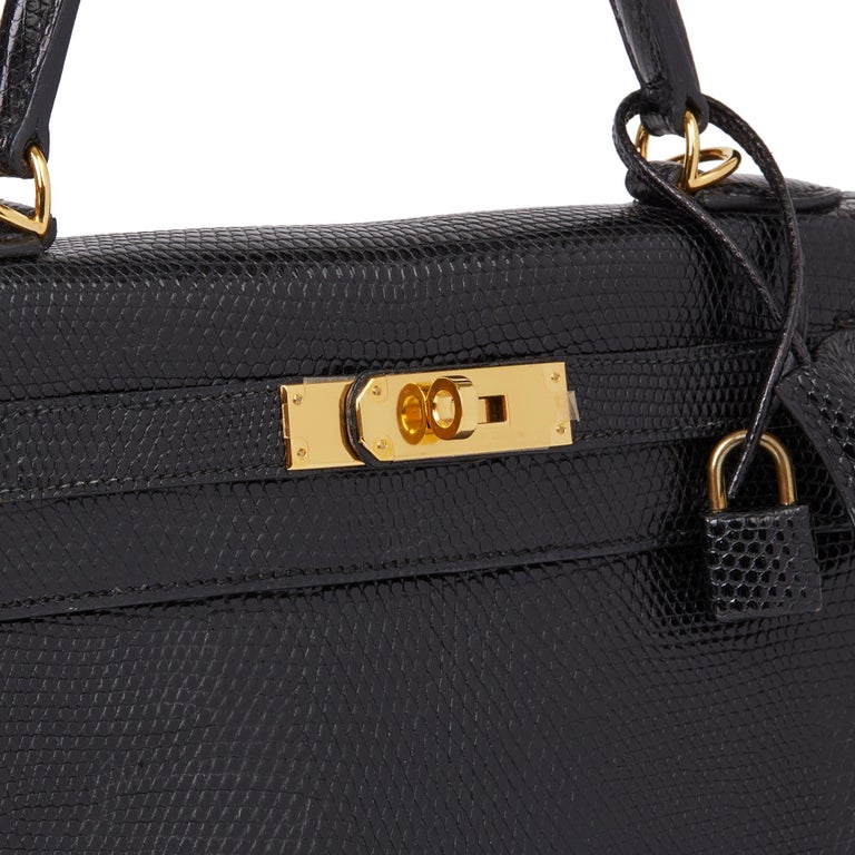 Hermès Vintage Black Micro Kelly 15cm of Varanus Salvator Lizard with Gold  Hardware, Handbags & Accessories Online, Ecommerce Retail