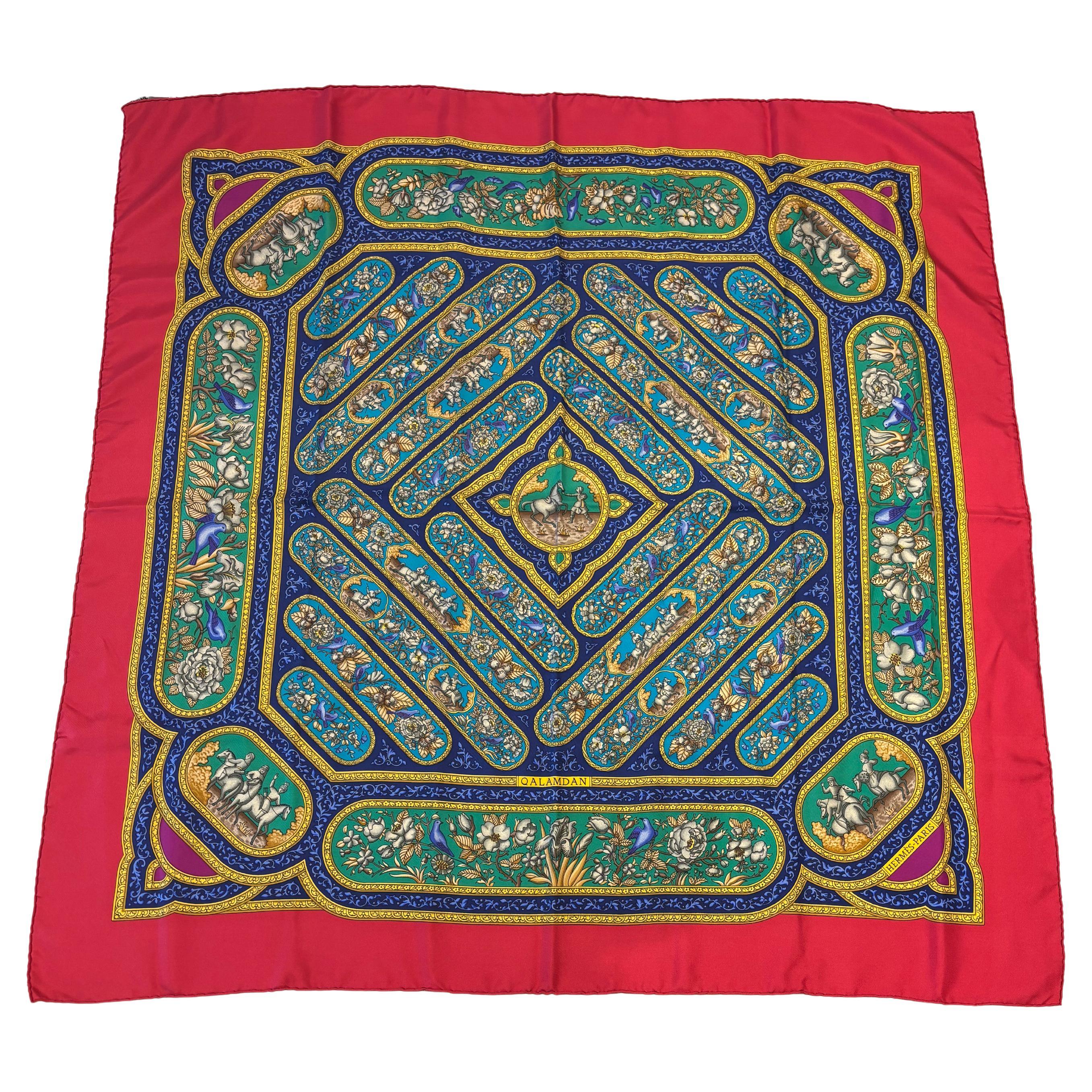1990 Pañuelo de seda Hermes diseñado por Catherine Baschet 35 "x35' en venta