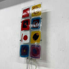 1990 Ikea Gyllen Colorful Abstract Art Glass Wall Sconce Lamp