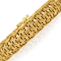 1990 Italian 18K Yellow Gold Woven Byzantine Link Bracelet