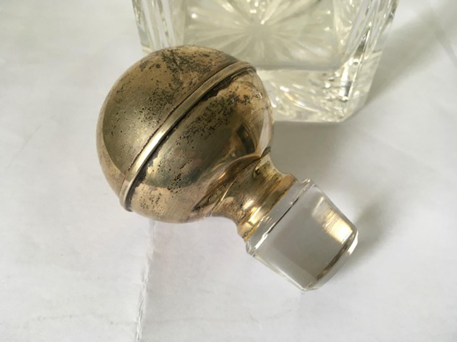 1990 Italian Design Crystal Bottle with Silver Stopper For Sale 6