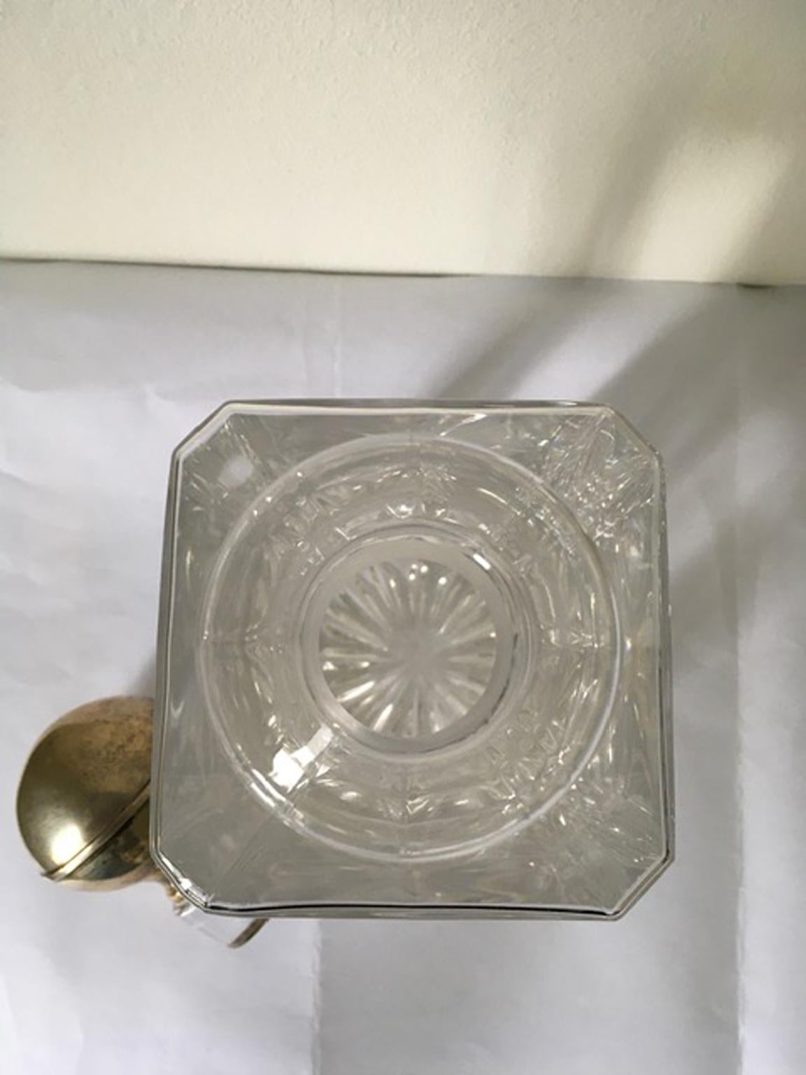 1990 Italian Design Crystal Bottle with Silver Stopper In Good Condition For Sale In Brescia, IT